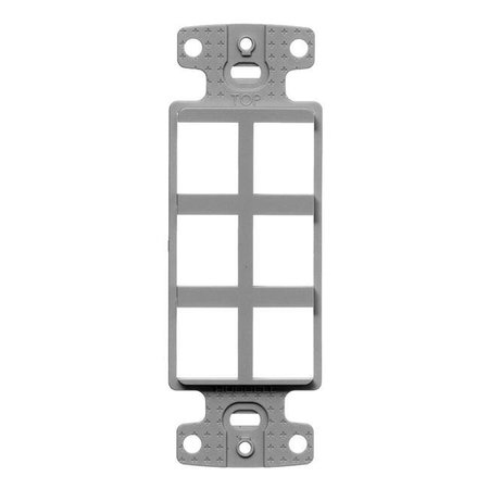 HUBBELL Hubbell NS616GY 6 Port Decorator Keystone Frame Plate; Gray NS616GY